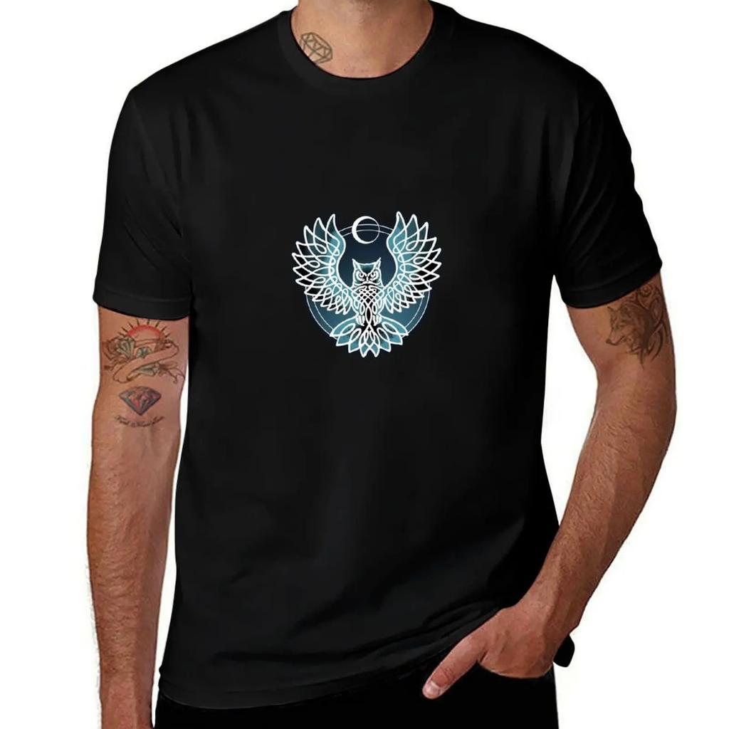 Crescent Moon Owl T-Shirt kawaii clothes Aesthetic clothing T-shirt men
