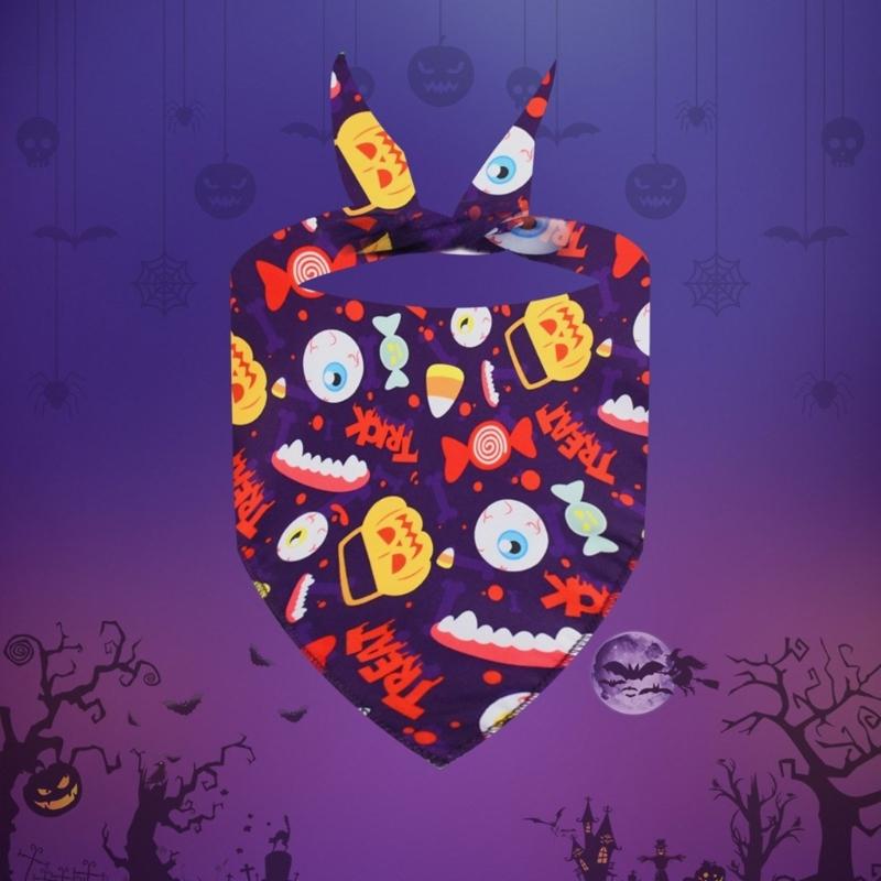 4lots Halloweens Triangular Scarf Permeable Pet Neckerchief Dog Triangles Bib for Dogs Regulable Neck
