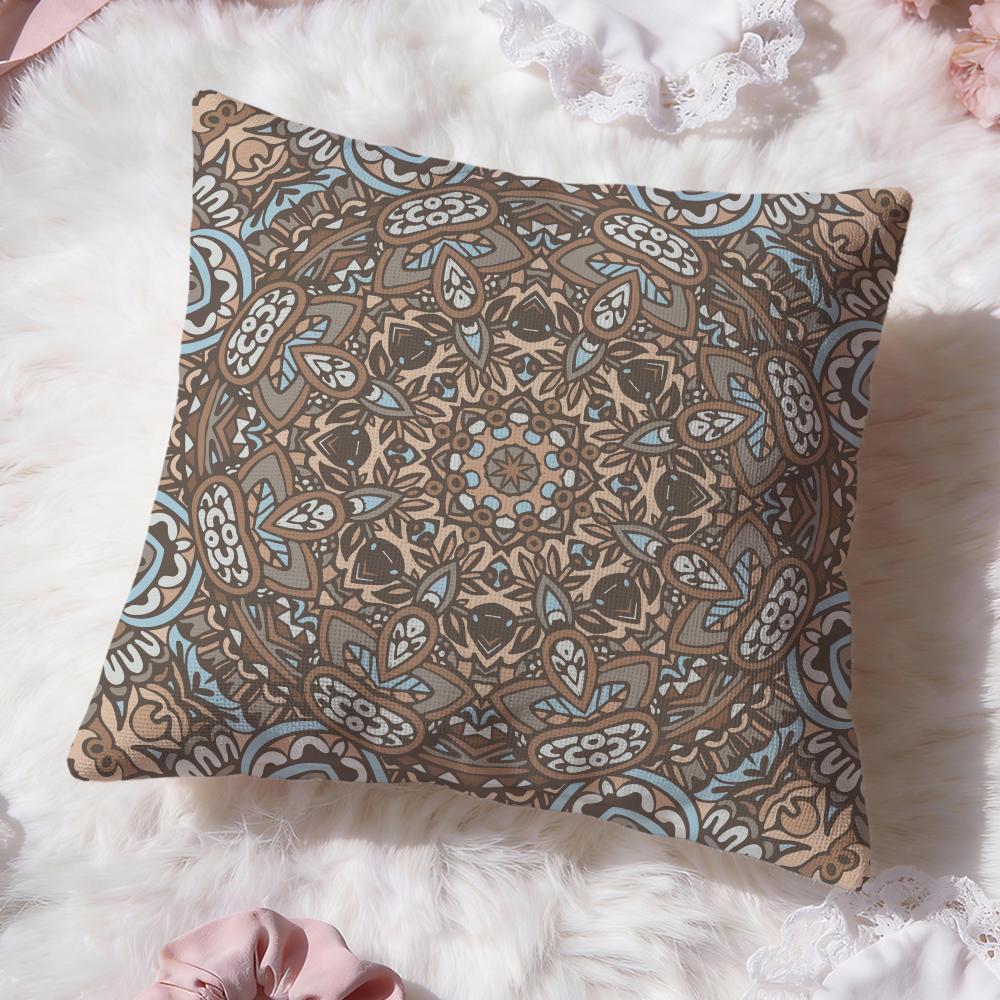 Boho Mandala Floral Pattern Cushion Cover Premium Comfort Reversible Pillow Cove -Two In One Design for Any Room & Car Interior