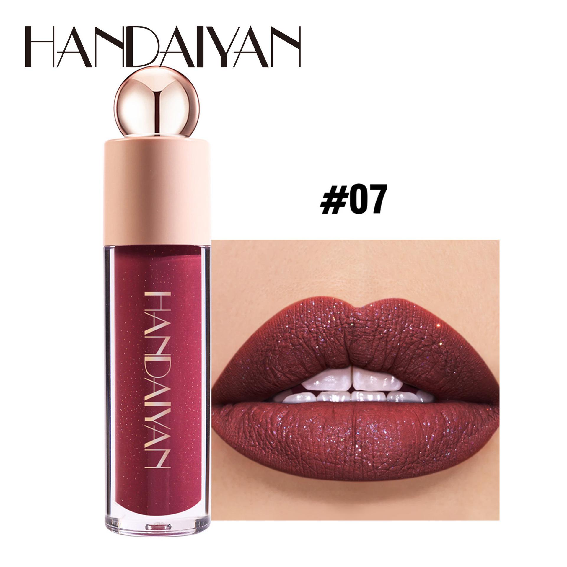 

Handaiyan 8 Shade Pearl Lip Gloss Waterproof Liquid Lipstick with Transfer-Proof Glitter