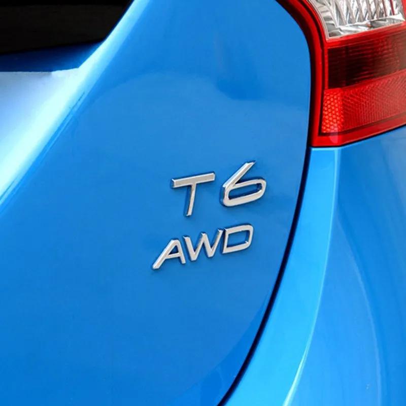 3D Metal T5 T6 AWD Logo Zadní kufr Nálepka s odznakem na zadní dveře pro XC60 XC90 S60 S80 S60L V40 V60