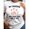 Women Cat Paw Print T-Shirt Round Neck Short Sleeve Loose Casual Summer Top
