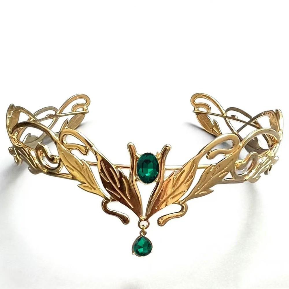 Vintage King Round Elves Crown Elegant Forehead Goddess Tiaras Baroque Leaf Leaves Bridal Hair Accessories Photography Props