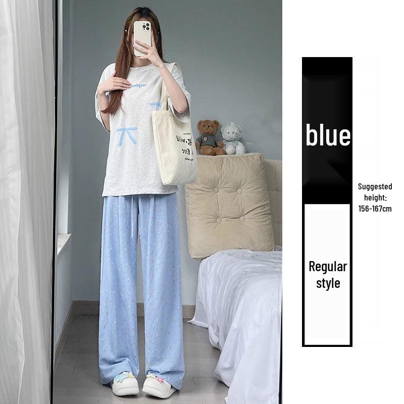 Women's 2024 Polka Dot High Waist Wide Leg Pants - Casual Summer Ice Silk