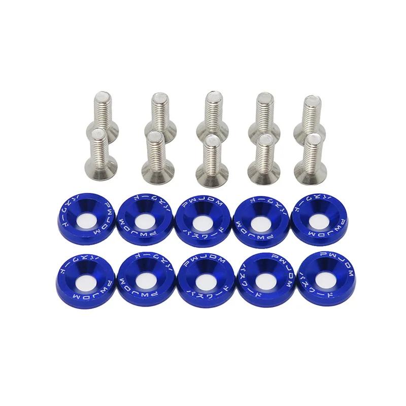 Car Modification Hex Fasteners 10 Pack M6 JDM Fender Washer Bumper Engine Concave Screws Fender Washer License Plate Bolts