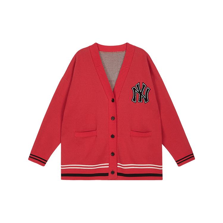 MLB X Disney MLB X DISNEY Mickey Mouse Knitwear Unisex Red V neck Moderate Cardigan 31KTK1011-50R L