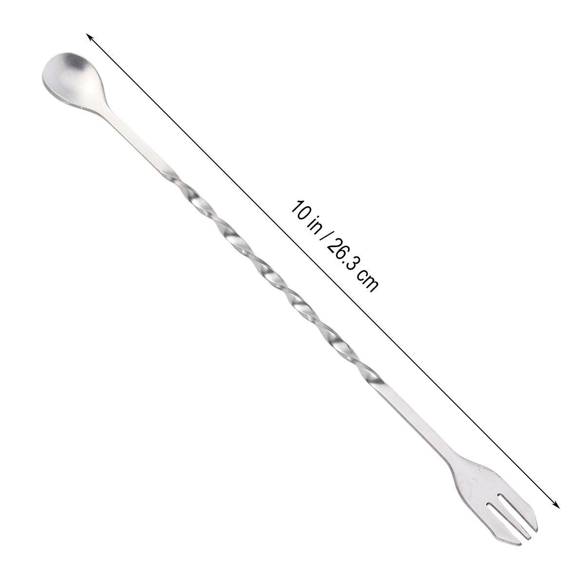 

26Cm Cocktail Spoon Mixing Fork Stainless Steel Swizzle Stick for Bar Tea Stirring Long Handle Bartender Mixing Tool
