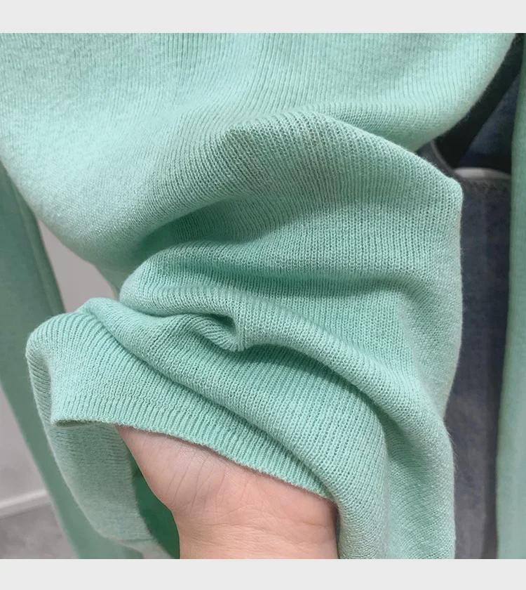 Pulover Tricotat Verde Mentă cu Gât Rotund pentru Femei - Croială Slim, Mânecă Lungă, Top Transparent de Primăvară/Toamnă