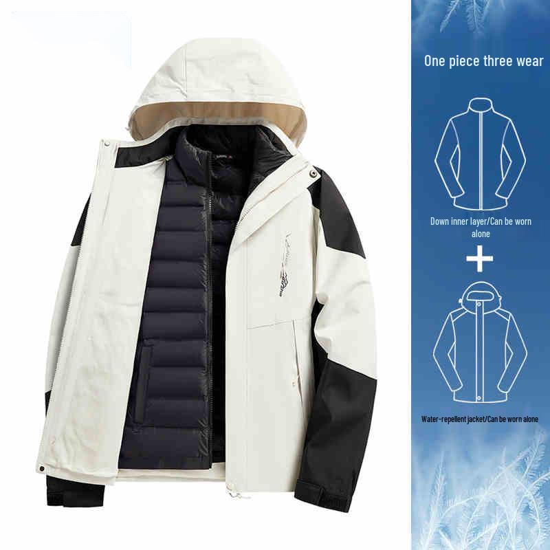 Women's Camel HJCAMEL 3-in-1 Windproof Down Jacket - Thick Winter Mountaineering Suit & Windbreaker Coat