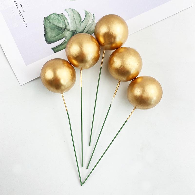 

Набор для украшения торта «Золотой шар» — 10 предметов: Пенопластовый шар для выпечки на день рождения и аксессуары для десертного стола