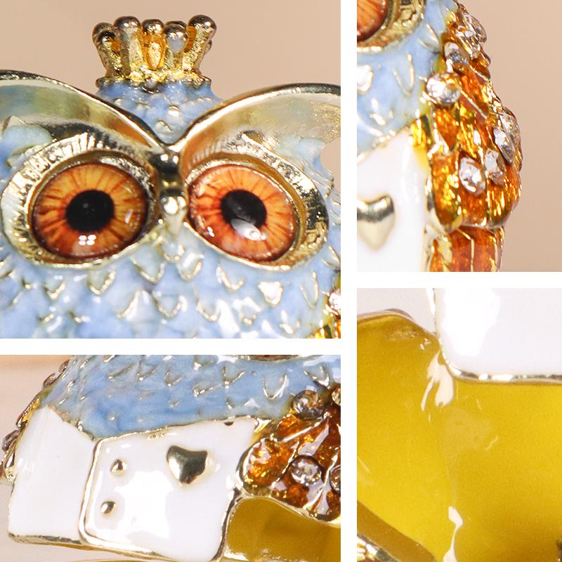 Owl Jewelry Box, Mini Jewelry Storage Box, Portable Travel Earrings, Necklace and Ring Organizer, Alloy Jewelry Display Box