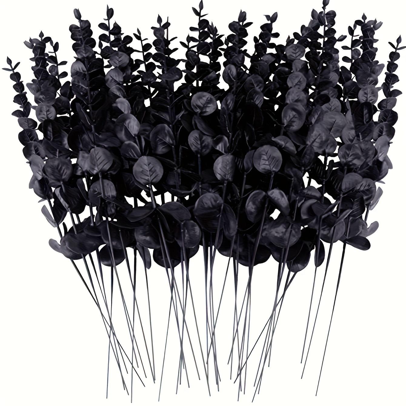 

Стебли эвкалипта, искусственные листья эвкалипта, искусственный стебель эвкалипта для вазы, свадебного букета, домашнего декора на Хэллоуин, День благодарения, Рождество 24pcs чёрный