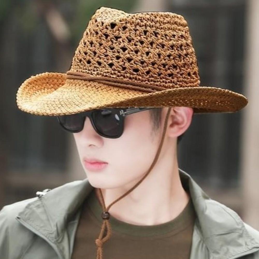 Ethnic Style Western Cowboy Hat Solid Color Cowgirl Visor Cap Classic Fisherman Hat  Climbing