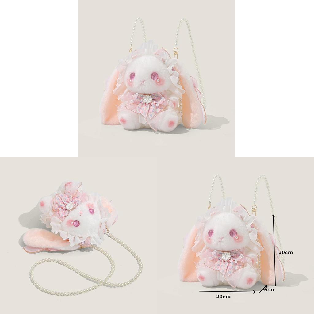 Cartoon Rabbit Lolita Mini Shoulder Bag With Pearl Chain For Daily Use