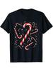Men's 100% Cotton 180gsm Heavyweight Candy Cane Christmas T-Shirt - Black with