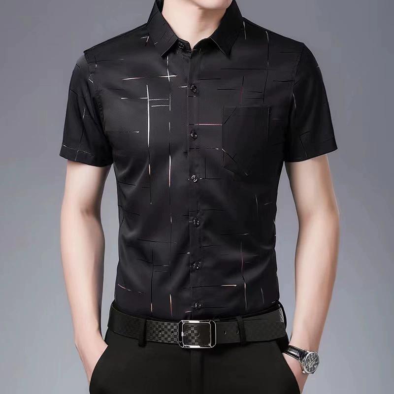 Men's Business Casual Short Sleeve Shirt No Iron Wrinkle Resistant Top Easy Care Comfortable Fit for Office and Work