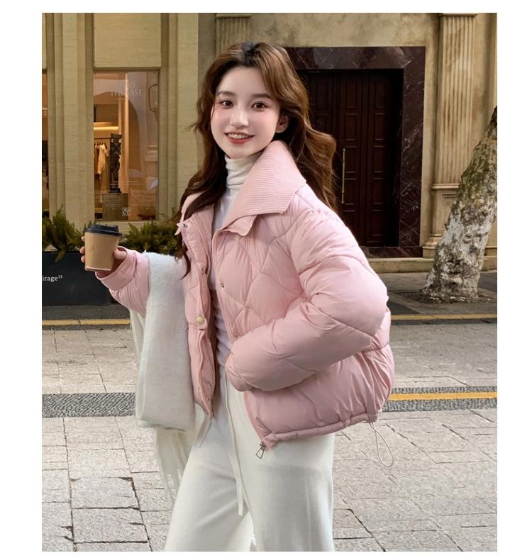 Knitted Double Collar Short Warm Jacket
