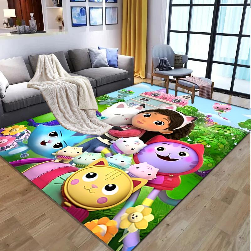 Gabby's Puppenhaus Muster Teppich, Innen-/Außenmatte, für Picknick, Spielzimmer, Schlafzimmer, Büro, Wohnzimmer, Heimdeko Teppich, Geburtstagsgeschenk