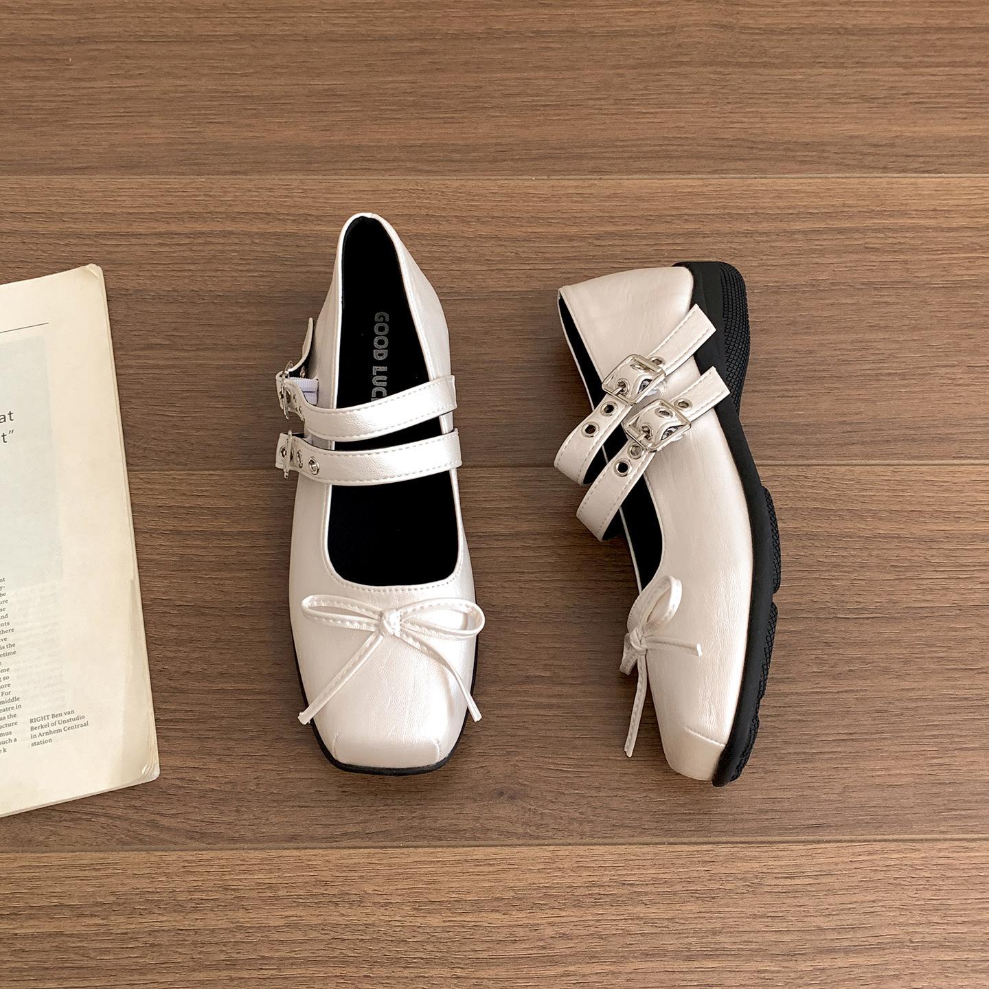 

Black French square head inner height increase shallow mouth flat sole shoes women s summer 2025 new skirt height increase Mary Jane shoes 40 бежевый