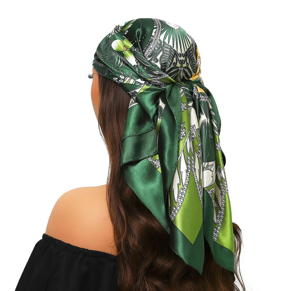 Head Scarf Women Luxury Brand Square 90*90cm Silk Foulard Satin Bandana Cheveux Soft Neckerchief Hijab Hair Scarves For Ladies