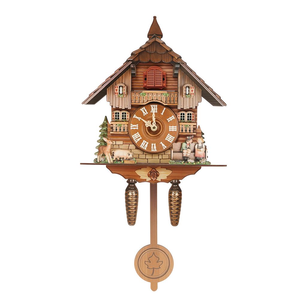Automatic Cuckoo Clock Quartz Wall Mount Battery Powered Decorative Home Kitchen Office Modern House Shape Gift for Family