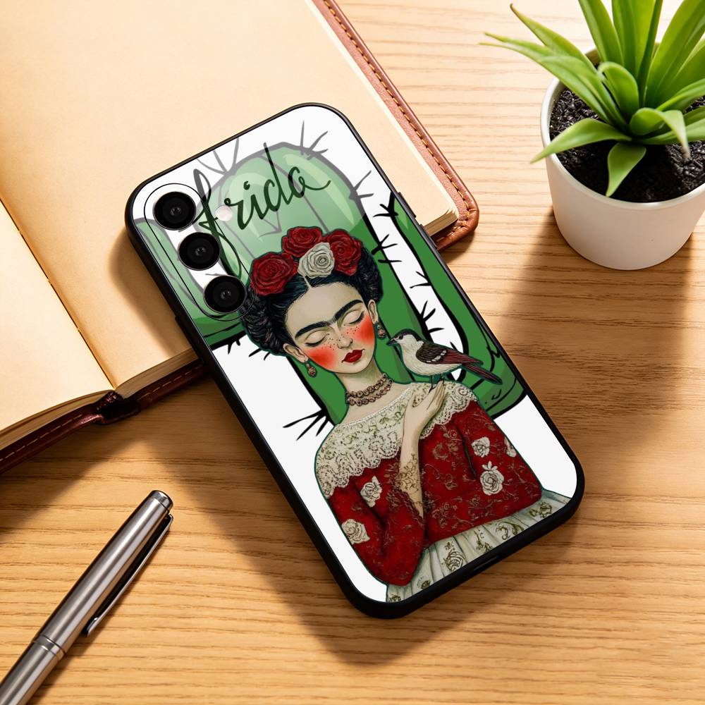 Μόδα F-fridaS Kahlo-Θήκη Κινητού PC Μαύρη Σιλικόνη Μαλακή Για Samsung Galaxy A73,A72,A71,A70,A53,A52,A51
