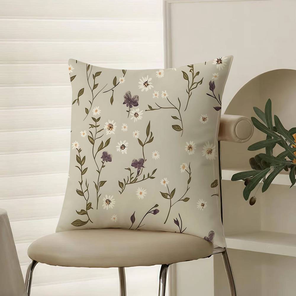 Retro Floral Classical Elegant Style Pillow Case Comfort Sofa Bed Silky Elegant Invisible Zipper Decorative Cushion Cover