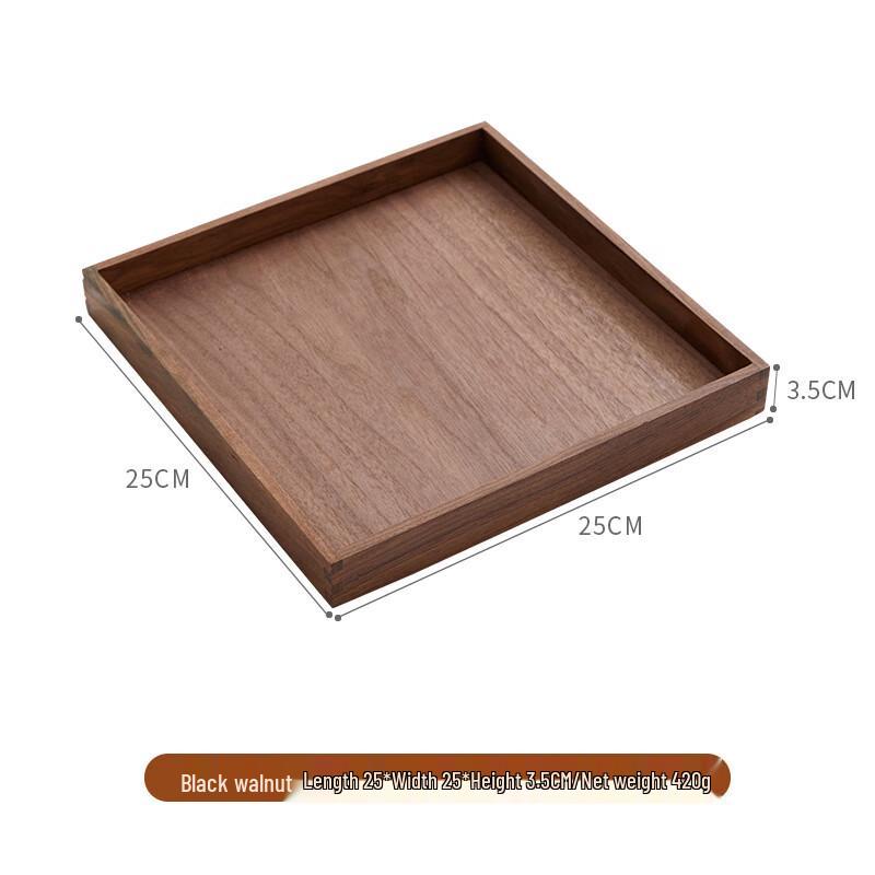 Japanese Style Black Walnut Wooden Serving Tray with Handles
