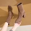 Autumn and Winter New Korean Thick-heeled Fashion Boots High-heeled Multi-color Ankle Boots Large-size Women's Boots