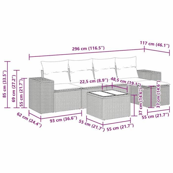 VidaXL Salon de jardin 6 pcs avec coussins gris résine tressée 3325677