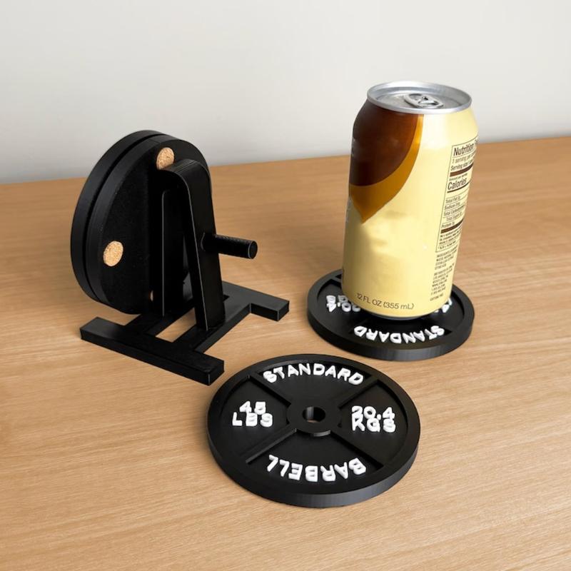 ABS Weight Plate Coaster with Integrated Stand Barbell Bumper Plate Drink Coaster For Neat Organization