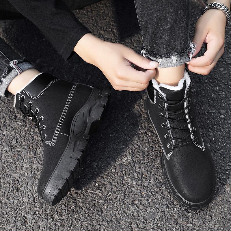 Fashion Men High Quality Leather Boots Male Winter Casual Motorcycle Ankle Botas Hombre Men Lace-Up Basic Boots Man Fashion Men Boots