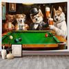 Funny Dog Pool Table Tapestry Canvas Wall Art Home Decor Canine Friends Whimsical Gift Decoration For Dog Lovers Household Room