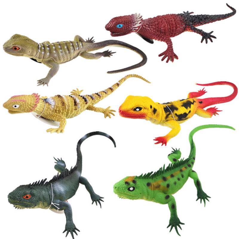 1PCS Soft Rubber Lizard Toy Realistic Squeak Sound Simulation Reptile Desktop Decoration Cognitive Learning Animal Ornaments