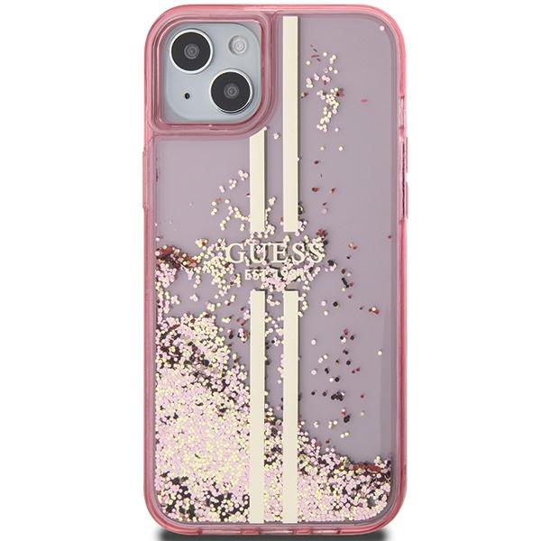 Guess Guhcp15Mlfcsegp Iphone 15 Plus / 14 Plus 6.7 Różowy/Pink Hardcase Liquid Glitter Gold Stripes