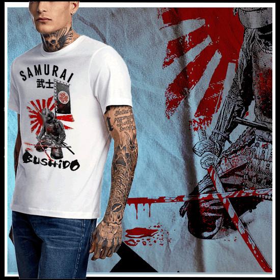 

Samurai t-shirt Japanese Ronin kanji warrior Bushido code Brave Warrior death M