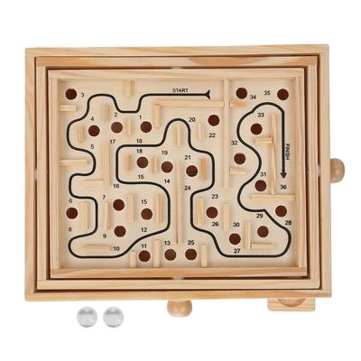 Wooden Maze Board Steel Ball Balances Maze Board Game Educational Learning Toy Gift