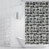 Black White City View Waterproof Polyester Bathroom Shower Curtain No Drill Hooks