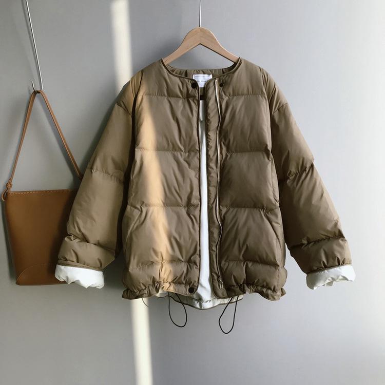 

Женская зимняя пуховая хлопковая куртка, пальто, парка с подкладкой, короткая пышная парка с круглым вырезом, регулируемый подол, шикарная однотонная синяя, коричневая, белая, ML M коричневый