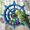 Colorful Beads Parrot Spinner Rattle Toy Rudder Shaped Bird Cage Toy  Entertainment