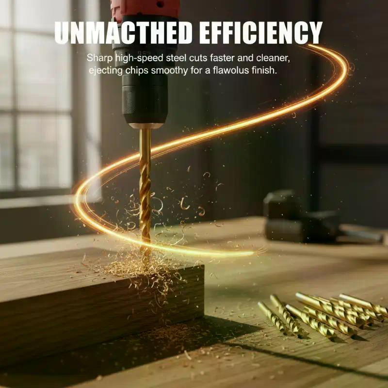 Titanium Coated Drill Bits Set 100 50pcs HSS High Speed Steel Multifunctional Tools for Repair Projects