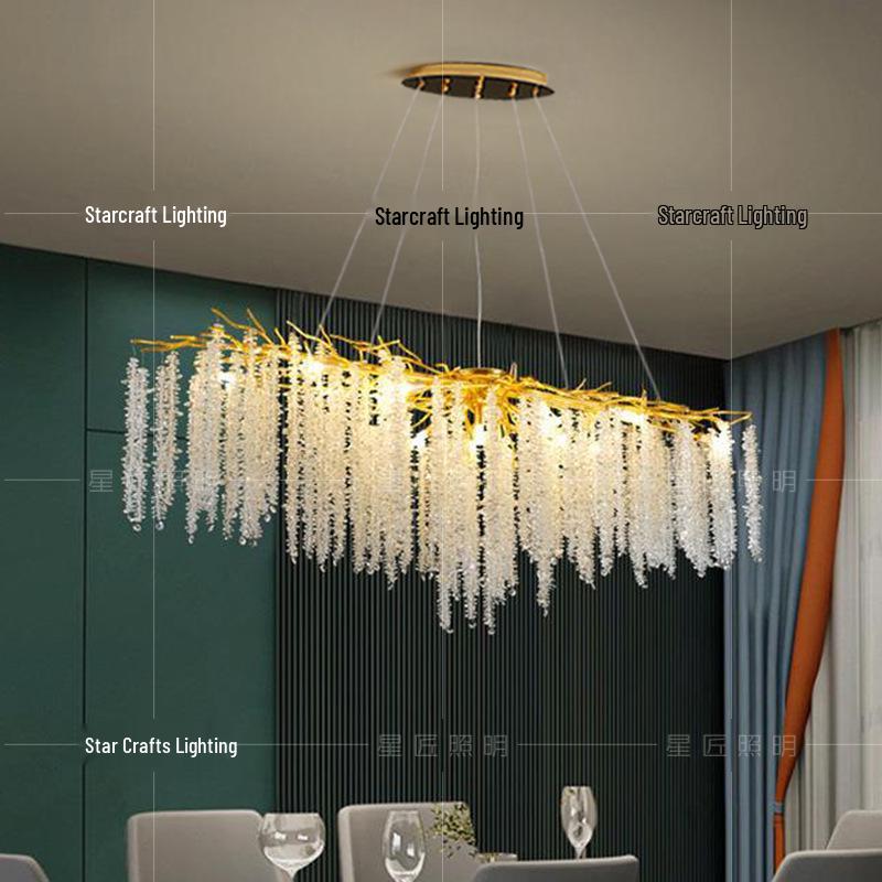 Star Crafts Luxury Crystal Chandelier with Octagonal Beads & Tassels for Living Room, Dining Room, Bedroom