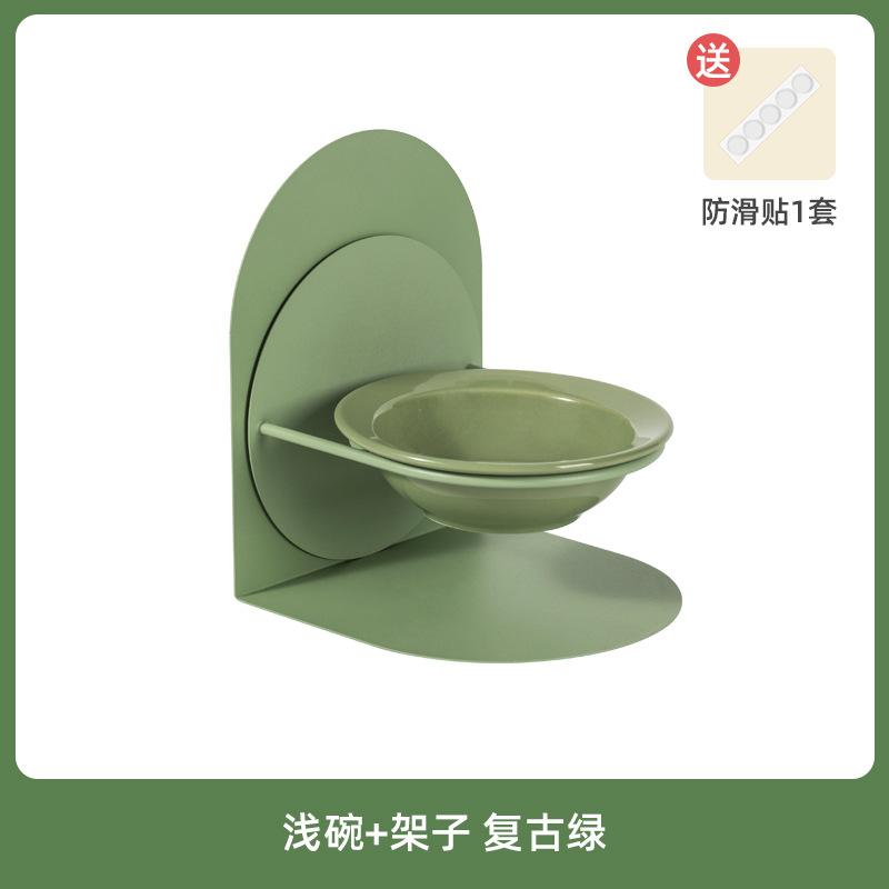 Elevated Tilted Cat Bowl for Indoor Cats Raised Ceramic Cat Food Bowl with Metal Stand Non-Slip Non-Spill Pet Food Bowl for Cat