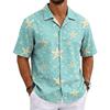 Men's Summer Short Sleeve Cuban Collar Shirt Casual Button Down Lightweight Breathable Beach Shirt with Starfish Print