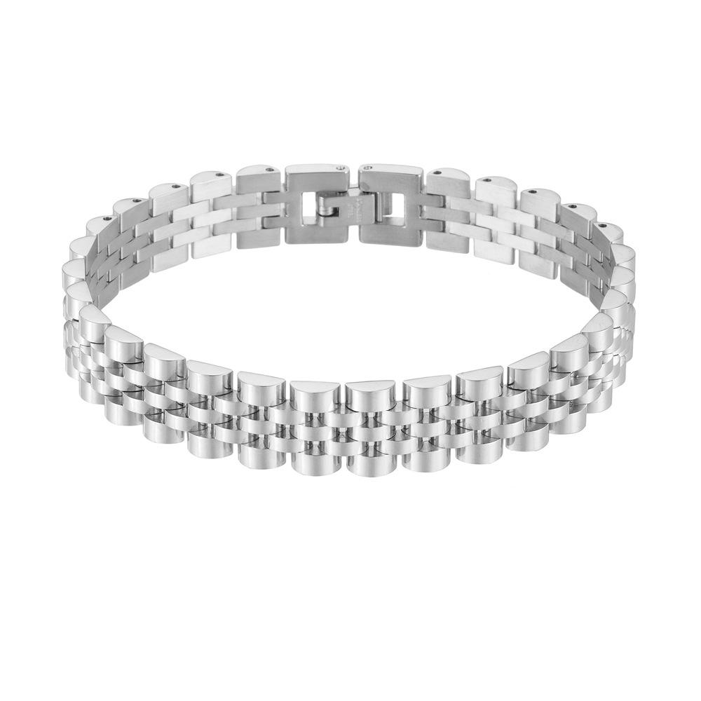 Wuzhu 15Mm Wide Bend Brand Stainless Steel Strap Bracelet, Men S Fashion Adjustable Titanium Steel Bracelet 21*1.0CM