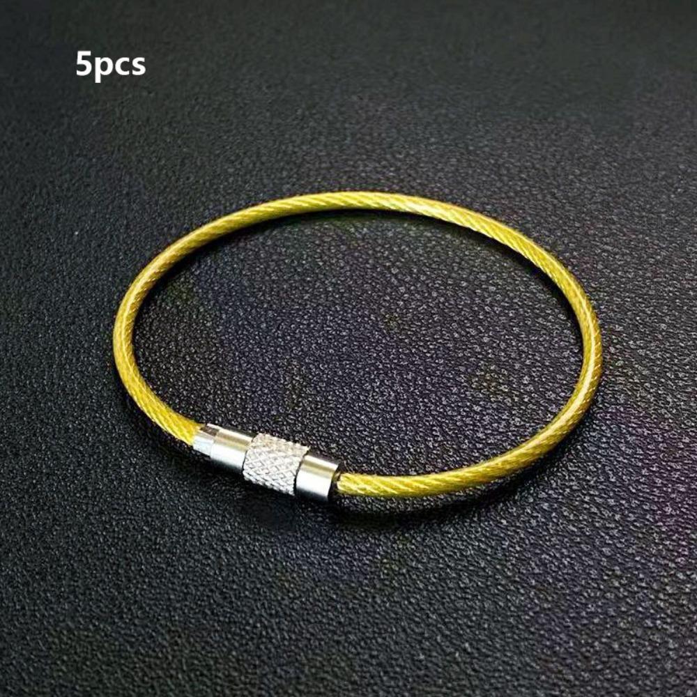 5 τεμ. 2*100mm Κλειδί Μπρελόκ Κύκλος Σχοινί Καλώδιο Θηλιά Ανοξείδωτο Ατσάλι Εξωτερικού Χώρου Κάμπινγκ Ετικέτα Αποσκευών Καλώδια