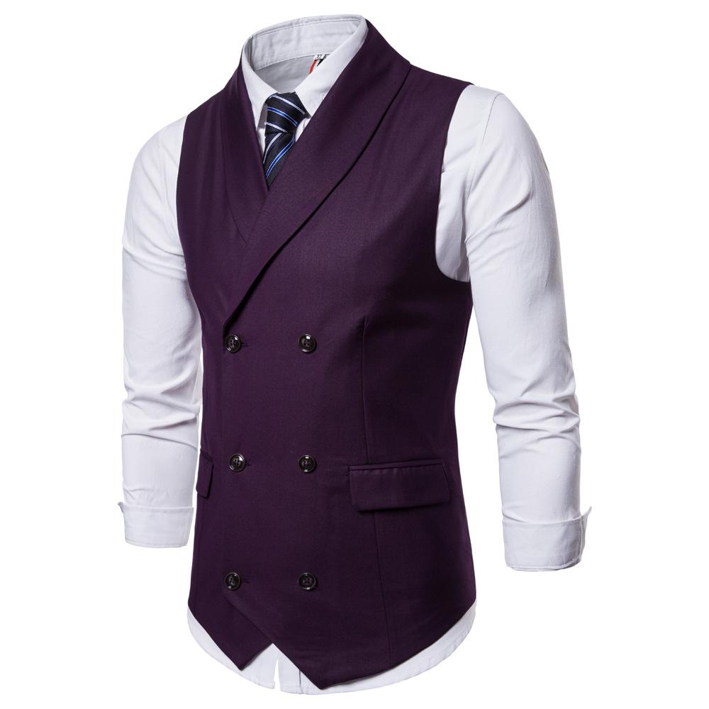 Men's Korean Style Autumn Suit Vest Solid Color Slim Fit Classic Streetwear Single Breasted Waistcoat for Party