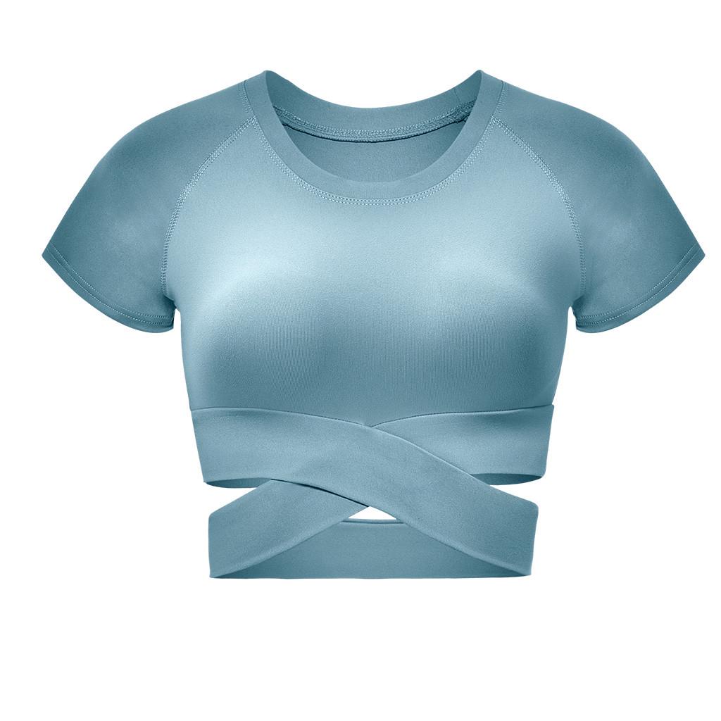 WANGSHUIJUN Women Fashion Sports Yoga Fitness Workout Cross Hollow Out Short Sleeve T-Shirt Yoga Top WANGSHUIJUN Women Fashion Sports Yoga Fitness Workout Cross Hollow Out Short Sleeve T-Shirt Yoga Top