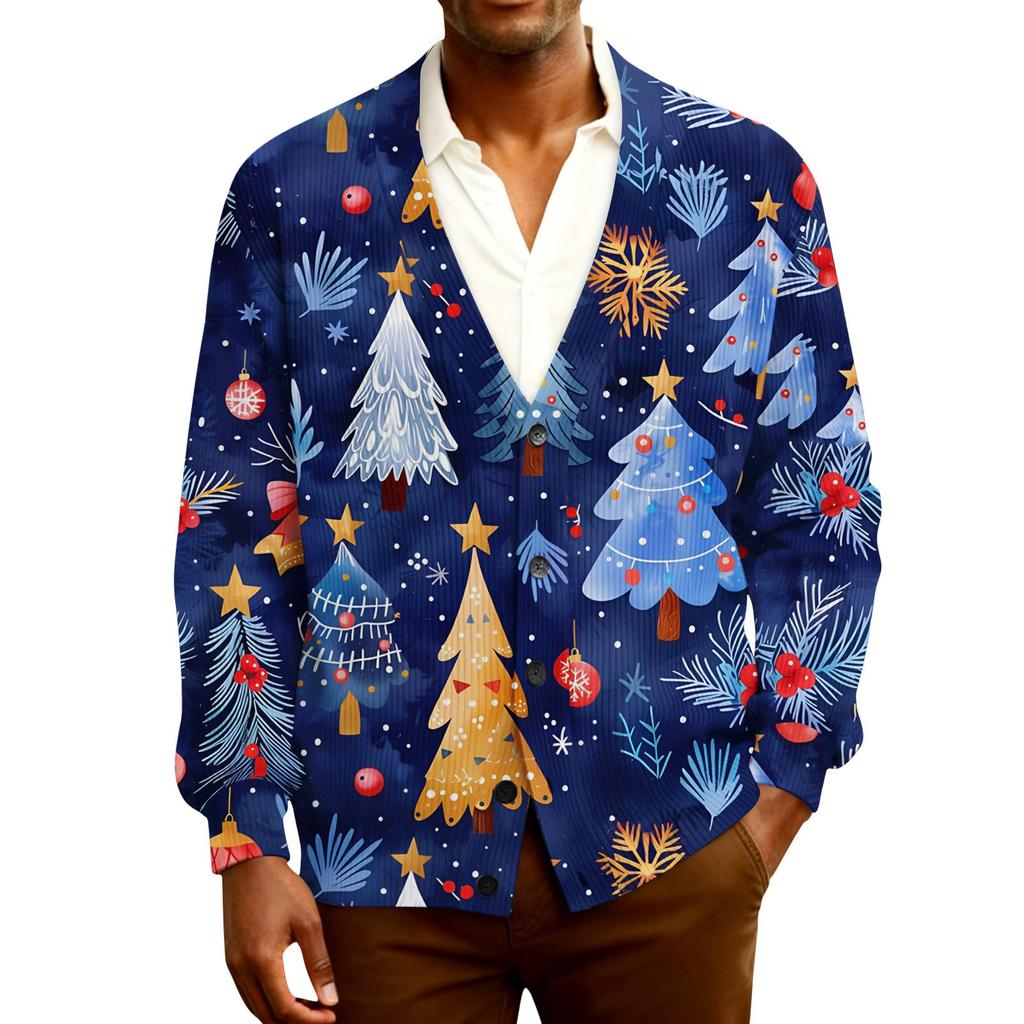 Herre Cardigan med lange ermer i ribbestrikk