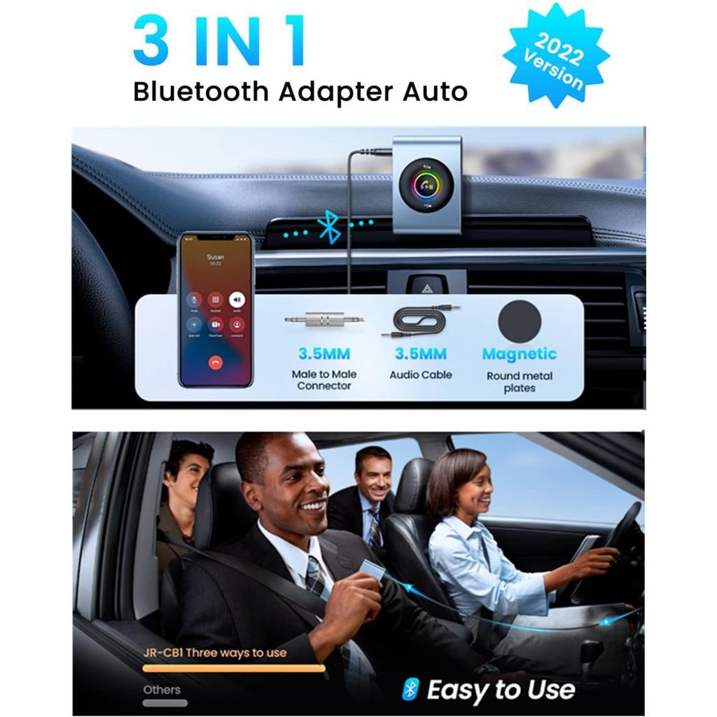 Aux Car Bluetooth 5.3 Adapter, Hi-Fi Stereo Audio, Aux for Hands-Free Kit, Noise Reduction, Bluetooth Aux Receiver, 3.5 Mm Jack for Car Sound System